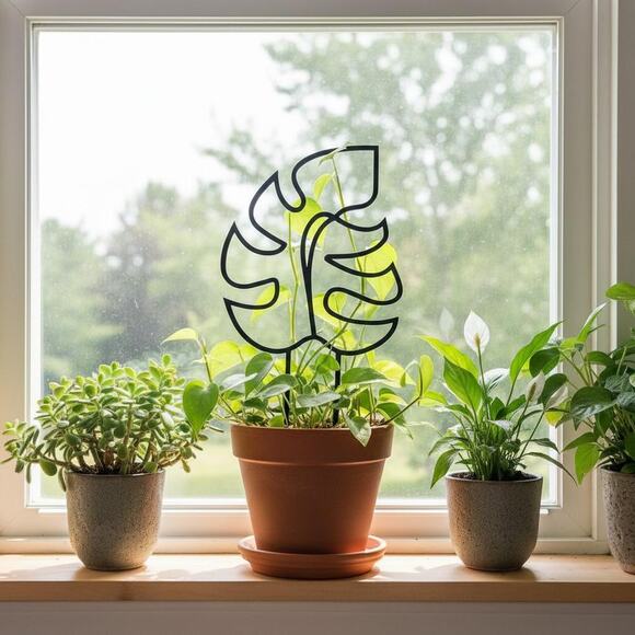 Hand Crafted Other - Plant Trellis, Monstera Inspired Plant Support, Indoor Garden Decor, 11.5" tall